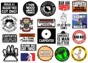 21 pcs carpenter stickers for hard hat, funny carpenter helmet decals for hard hat, window, car bumper, truck, carpenters union decals