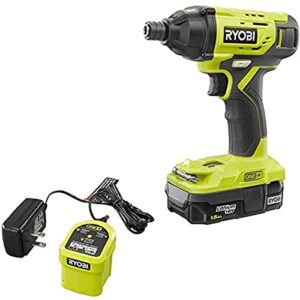 ryobi one+ 18v cordless 1/4 in. impact driver kit with (1) 1.5 ah battery and charger