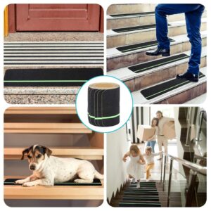 Heeloo Anti Slip Traction Treads with Glow in Dark Stripe (10-Pack), 6" X 30", Best Grip Tape Grit Non Slip, Outdoor Non Skid Tape, High Traction Friction Abrasive Adhesive for Stairs Step