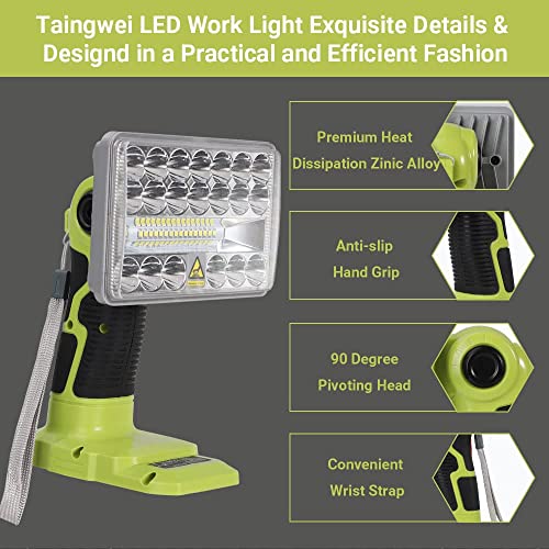 SINTENT Portable Led Work Light for Ryobi 18v Battery, 18w 2000lm Battery Powered Lights by Rechargeable Flood Tools Men