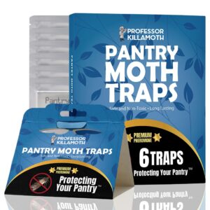 professor killamoth pantry moth traps 6 pack | new blue design | child and pet safe | premium attractant