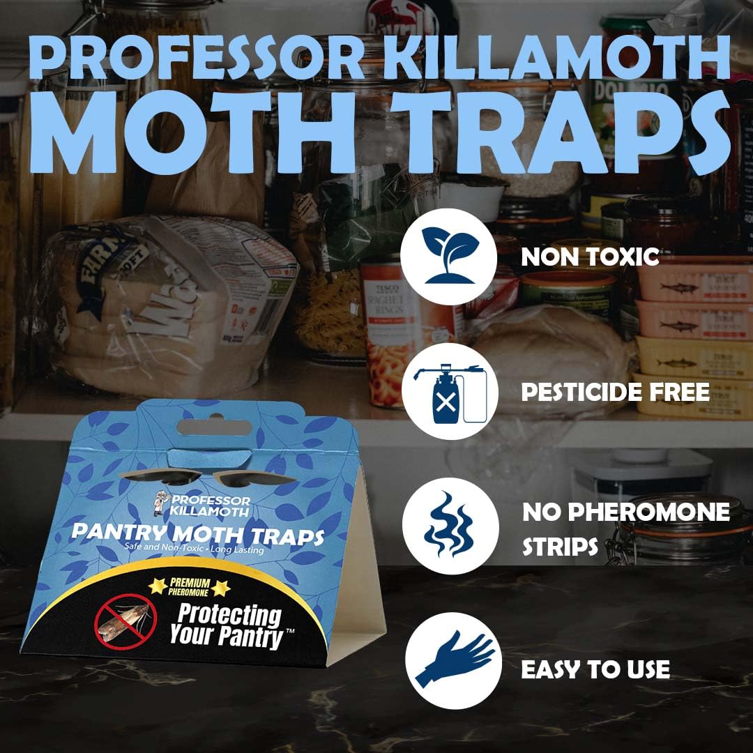 Professor Killamoth Pantry Moth Traps 6 Pack | New Blue Design | Child and Pet Safe | Premium Attractant