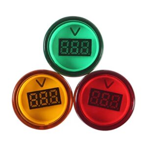 3 Pack AC Voltage Meter, MELIFE Mini Digital LED Display Voltmeter AC 20-500V Voltage Meter Monitor 110V 220V Volt Detetor Signal Indicator Green Red Yellow Light Panel