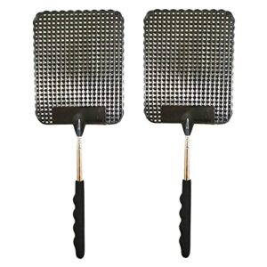 2pcs telescopic fly swatter, manual heavy duty plastic flyswatter, upgraded sturdy fly swatter with extendable stainless steel pole