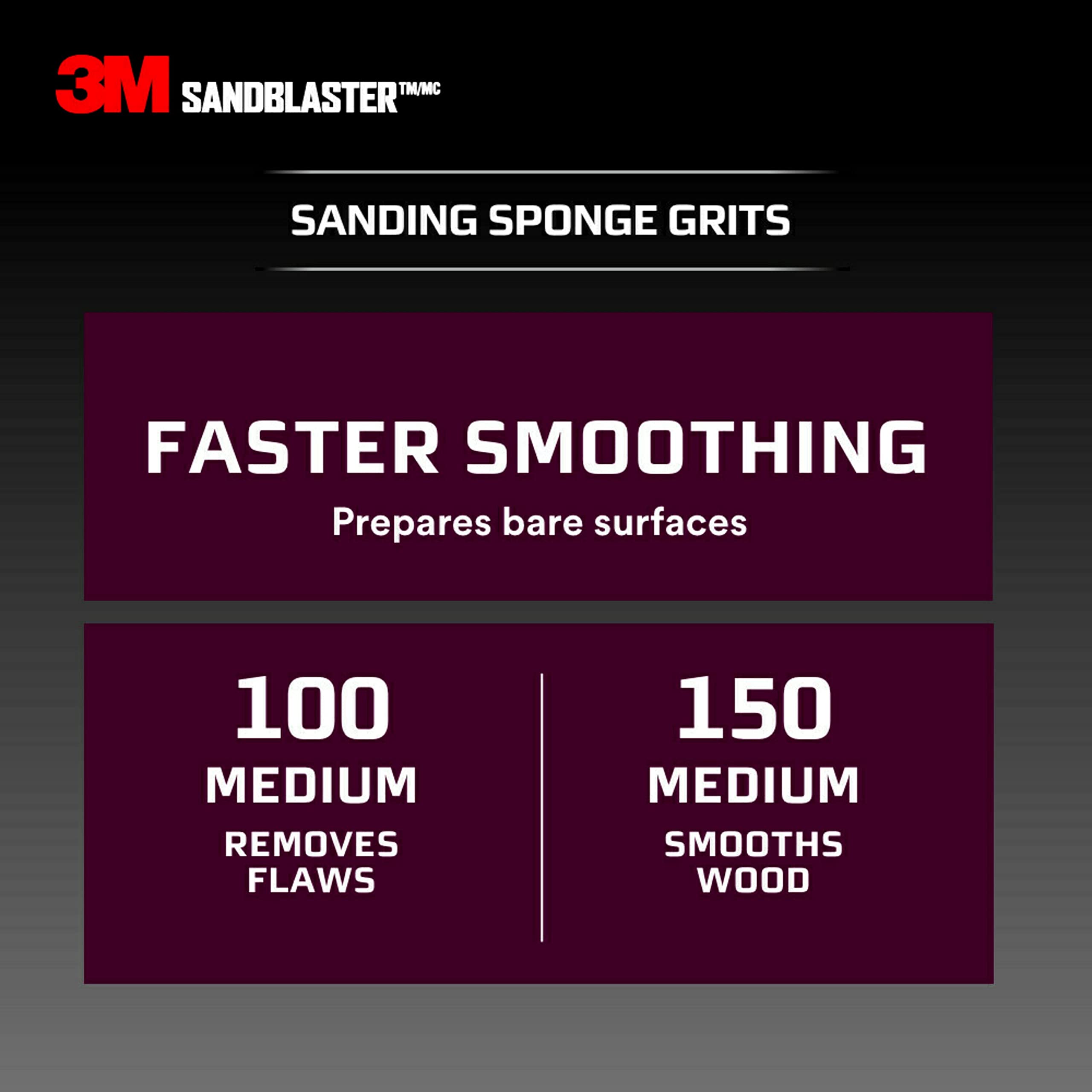 3M SandBlaster Dual Angle Sanding Sponge Gold, 4.5 in. x 2.5 in. x 1 in., 220 Grit, 3/Pack