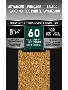 3M 11060-G-6 Sandblaster Sandpaper with No-Slip Grip Backing, Gold, 3-2/3 in. x 9 in, 60 Grit, 6 Sheets/Pack, 10 Count