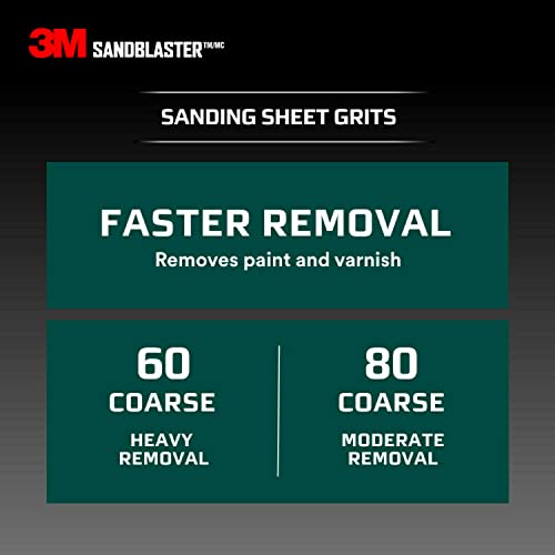 3M 11060-G-6 Sandblaster Sandpaper with No-Slip Grip Backing, Gold, 3-2/3 in. x 9 in, 60 Grit, 6 Sheets/Pack, 10 Count