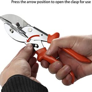 Multi Angle Miter Shear Cutter Hand Tools,45-135 Degree Adjustable Angle Scissors Trim Shears Tools with 2 Extra Spare Blades (Orange)