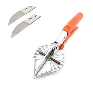 multi angle miter shear cutter hand tools,45-135 degree adjustable angle scissors trim shears tools with 2 extra spare blades (orange)