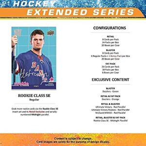 2020-21 NHL Upper Deck Hockey Extended Series Factory Sealed Retail Box 6 Young Guns 24 Packs of 8 Cards per Pack, MASSIVE 192 Cards in All Look for Young Guns and Canvas cards. Look at photos for great possible hits