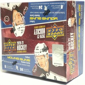 2020-21 nhl upper deck hockey extended series factory sealed retail box 6 young guns 24 packs of 8 cards per pack, massive 192 cards in all look for young guns and canvas cards. look at photos for great possible hits