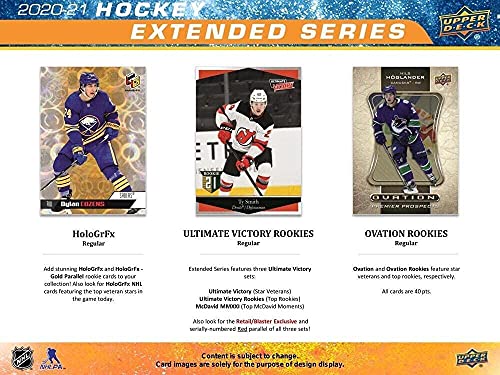 2020-21 NHL Upper Deck Hockey Extended Series Factory Sealed Retail Box 6 Young Guns 24 Packs of 8 Cards per Pack, MASSIVE 192 Cards in All Look for Young Guns and Canvas cards. Look at photos for great possible hits