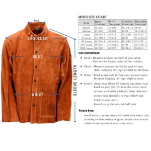 QeeLink Leather Welding Work Jacket with Leather Apron Flame-Resistant Heavy Duty Split Cowhide Leather Welder Jackets with Welding Apron for Men & Women, Medium