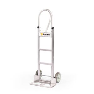 haulpro heavy duty hand truck with vertical loop handle - aluminum carts with wheels - 500 pound capacity - 8" wheels 52.25" h x 17.5" w with 17.75" x 9.5" diecast nose plate