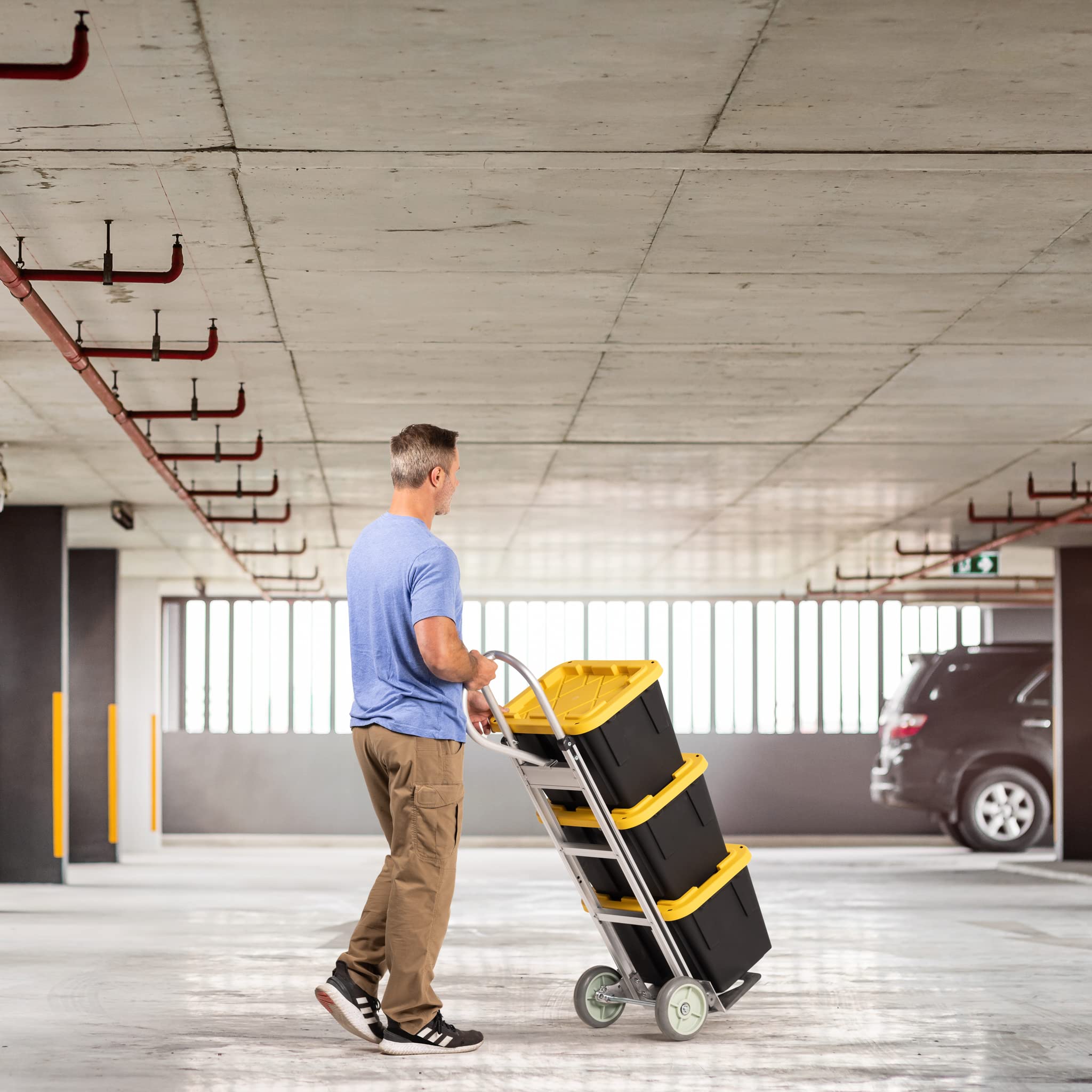 HaulPro Heavy Duty Hand Truck with Vertical Loop Handle - Aluminum Carts with Wheels - 500 Pound Capacity - 8" Wheels 52.25" H x 17.5" W with 17.75" x 9.5" Diecast Nose Plate