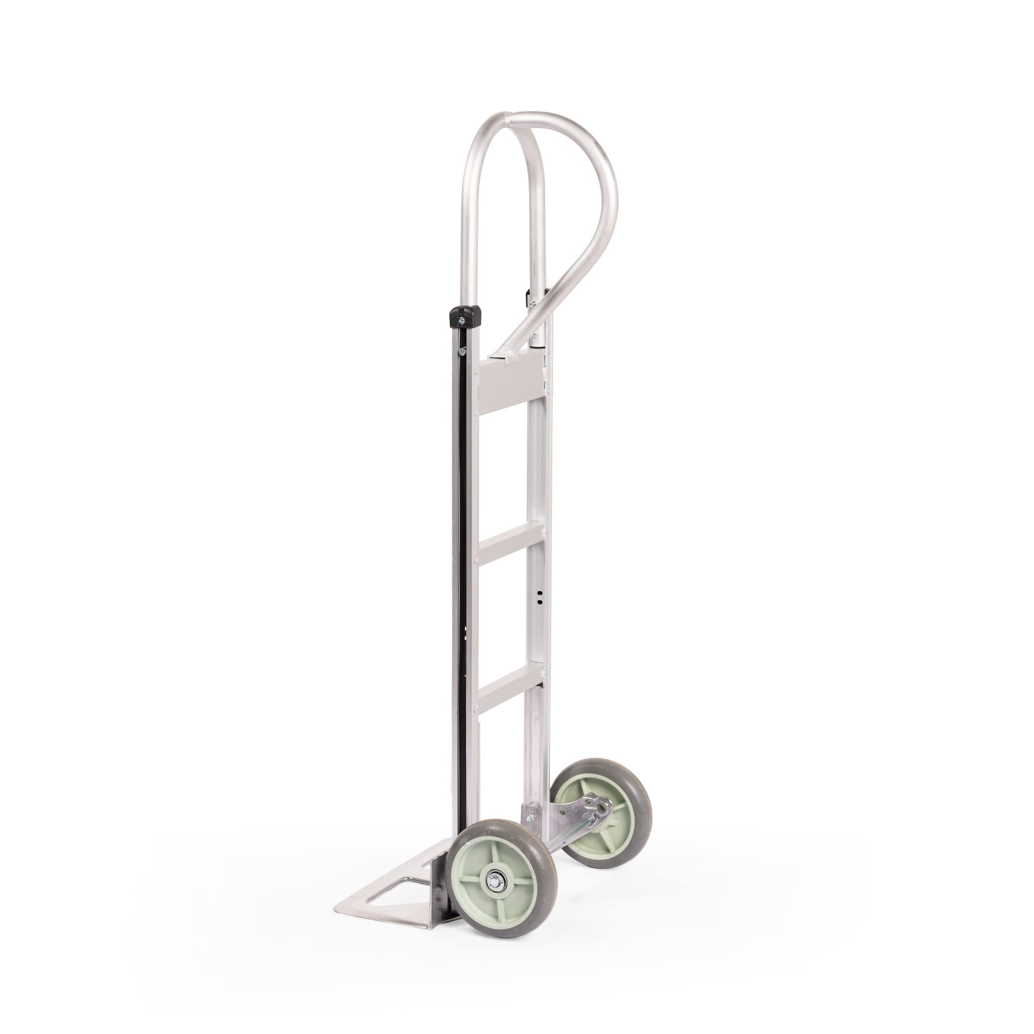 HaulPro Heavy Duty Hand Truck with Vertical Loop Handle - Aluminum Carts with Wheels - 500 Pound Capacity - 8" Wheels 52.25" H x 17.5" W with 17.75" x 9.5" Diecast Nose Plate