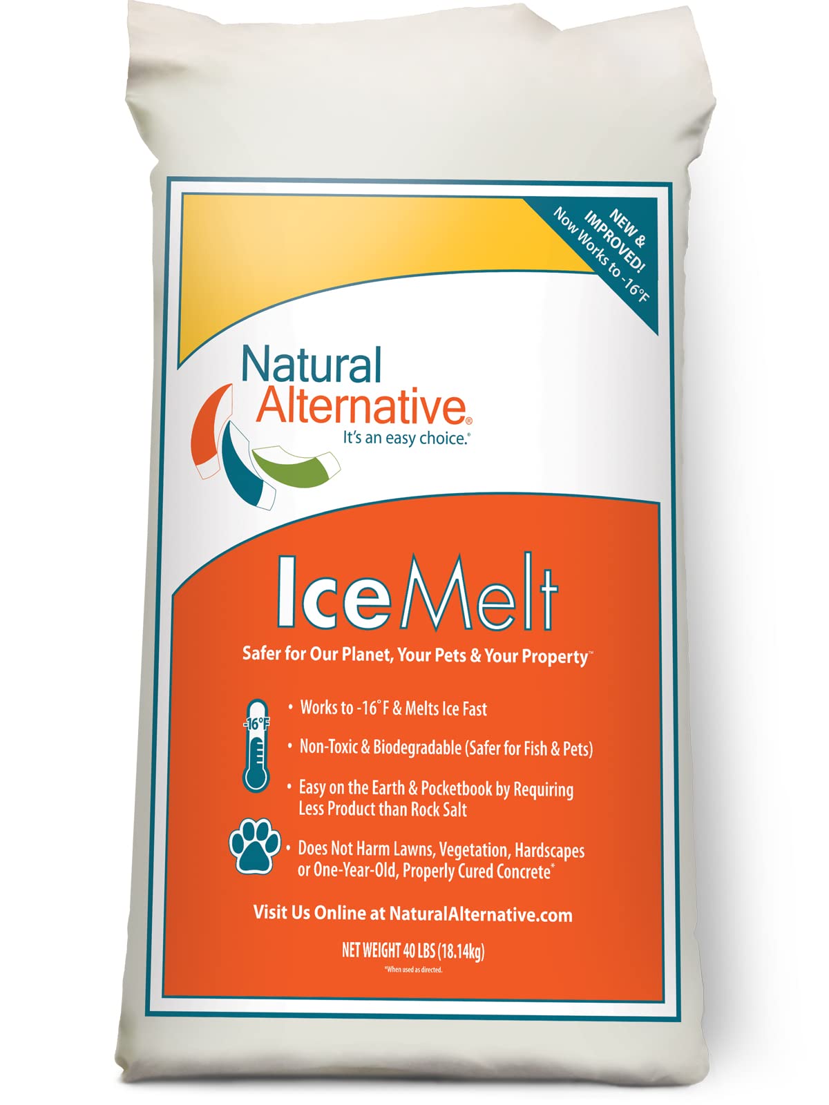 Natural Alternative® Ice Melt Another NATURLAWN® Product - 40 lb. Bag - Safer for Pets, Property & The Environment