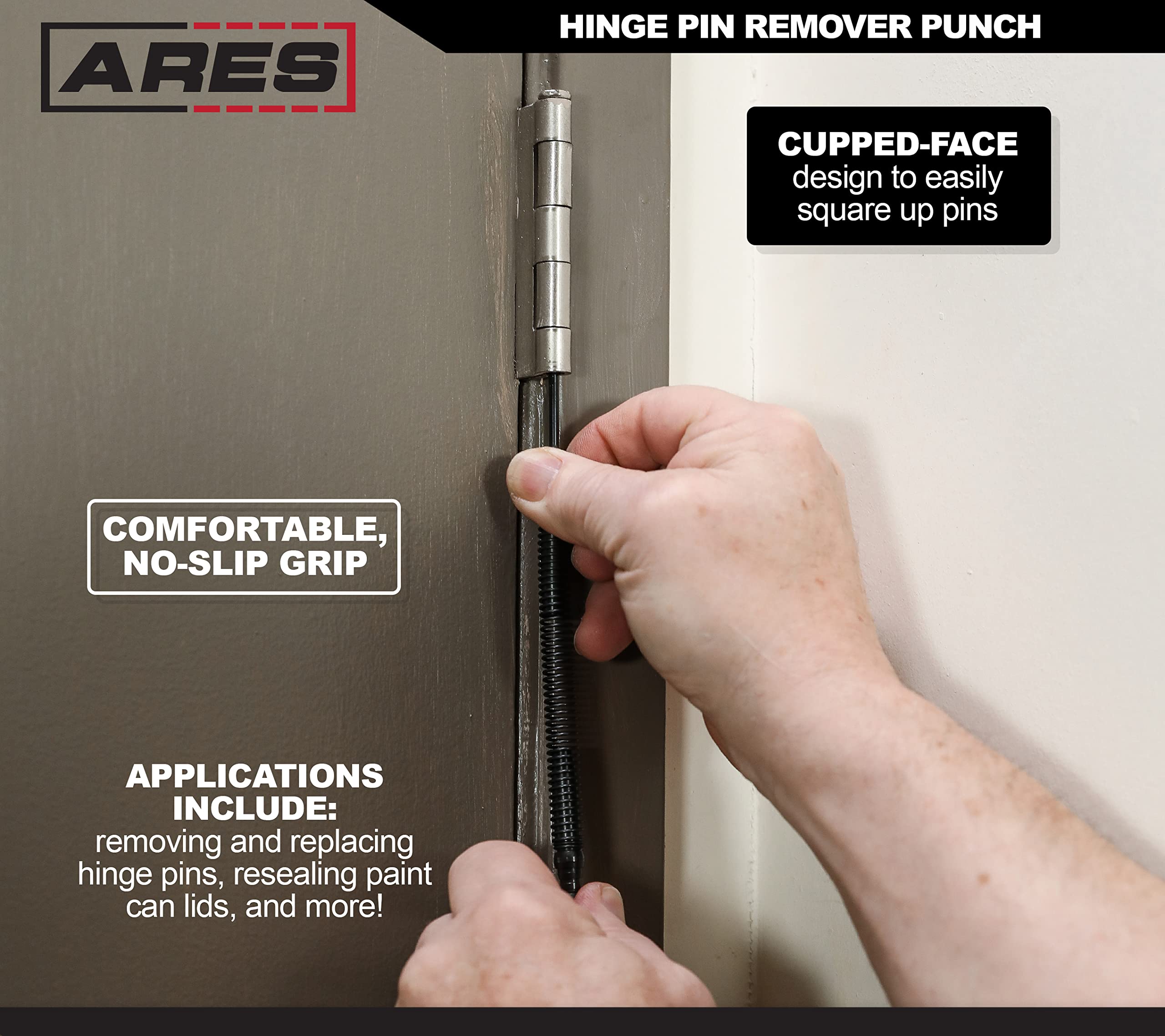 ARES 10062 - Hinge Pin Remover Punch - CNC-Precision Machined - Anti-Corrosion Black Phosphate Finish - 5000 PSI Striking Force