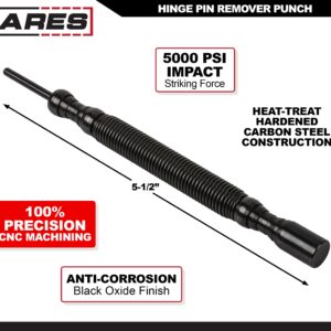 ARES 10062 - Hinge Pin Remover Punch - CNC-Precision Machined - Anti-Corrosion Black Phosphate Finish - 5000 PSI Striking Force