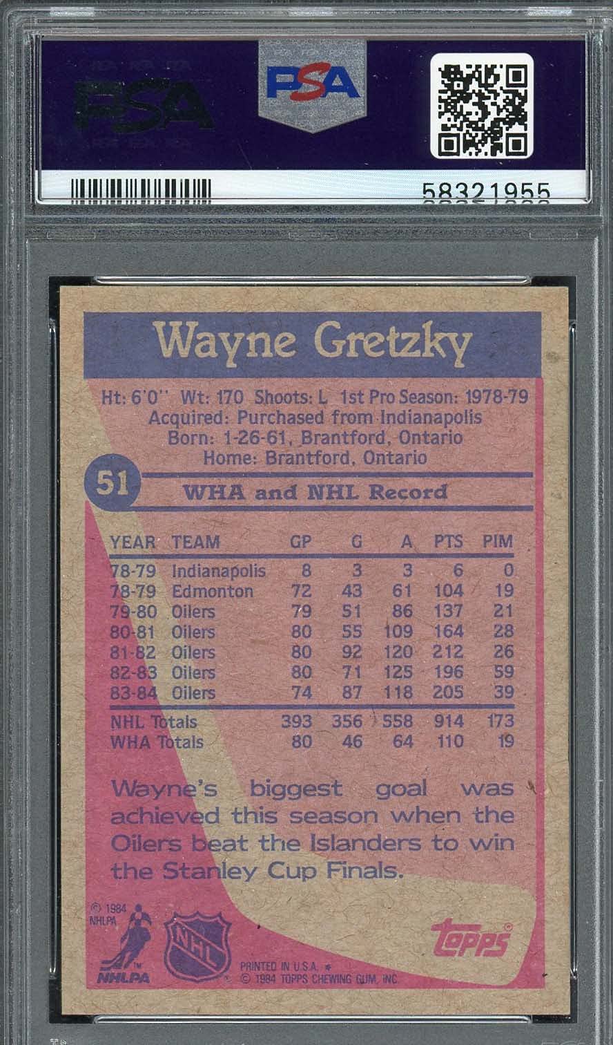 Wayne Gretzky 1984 Topps Hockey Card #51 Graded PSA 8