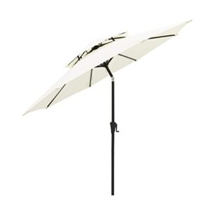 flame&shade 9 ft double top outdoor market patio table umbrella with tilt, ivory