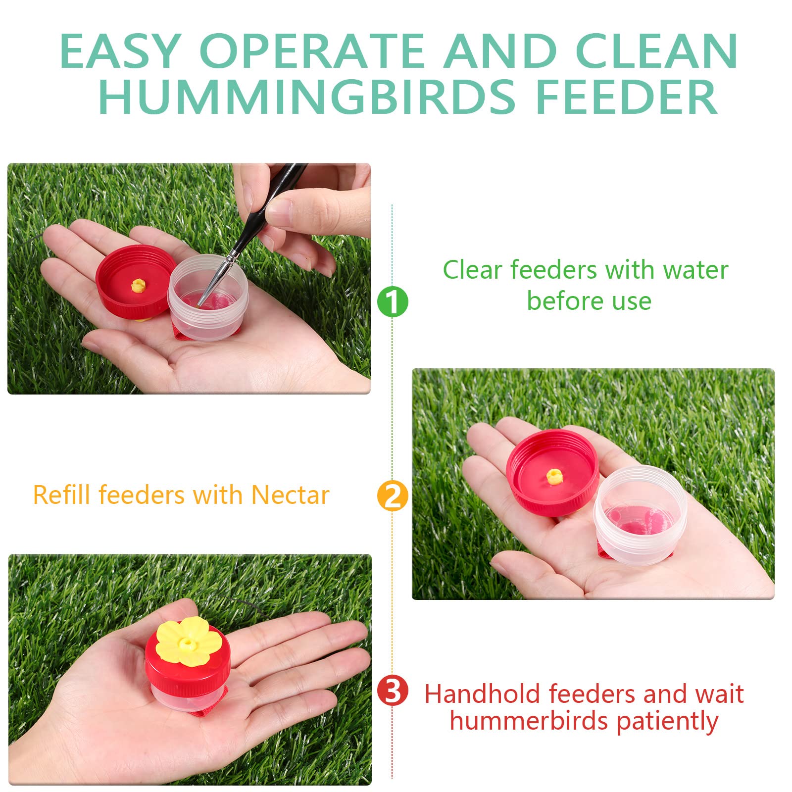 4 Pieces Hummingbird Wrist Feeder for Outdoor Hummingbird Hand Feeder Feeding Perch Hand Feed with Adjustable Strap Flower Hand Held Mini Hand Feeding Tools (Ring Style,2 Pieces)