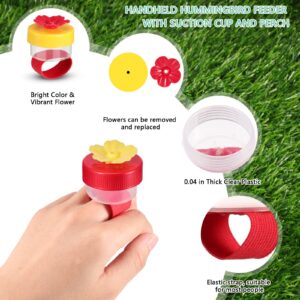 4 Pieces Hummingbird Wrist Feeder for Outdoor Hummingbird Hand Feeder Feeding Perch Hand Feed with Adjustable Strap Flower Hand Held Mini Hand Feeding Tools (Ring Style,2 Pieces)