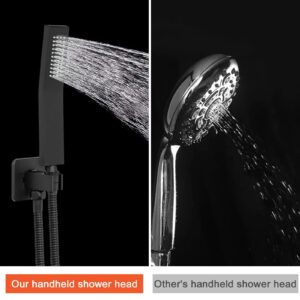 HarJue Shower Head with Extension Arm, High Pressure 12 Inch Square Shower Head with Handheld Shower Faucets Combo Set, Luxury Shower Balance Valve and Trim Kit (Shower System, Matte Black)