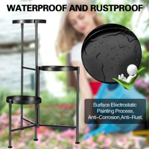 Plant Stand Indoor Outdoor 3 Tier Tall Metal Plant Rack Organizer 3 Flower Pot Holder Shelves Planter Display Storage Shelf for Home Garden Patio Bathroom Office Living Room Balcony Corner(Black)