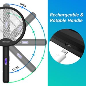 Kensizer Bug Zapper Electric Fly Swatter, Foldable Rechargeable Mosquito Zapper Racket with USB Charging Cable (Black)