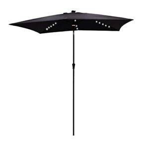 Jarka&Co 6.5 x 10 ft Rectangular Solar Powered Patio Market Table Umbrella Outdoor with LED Lights and Tilt, Black