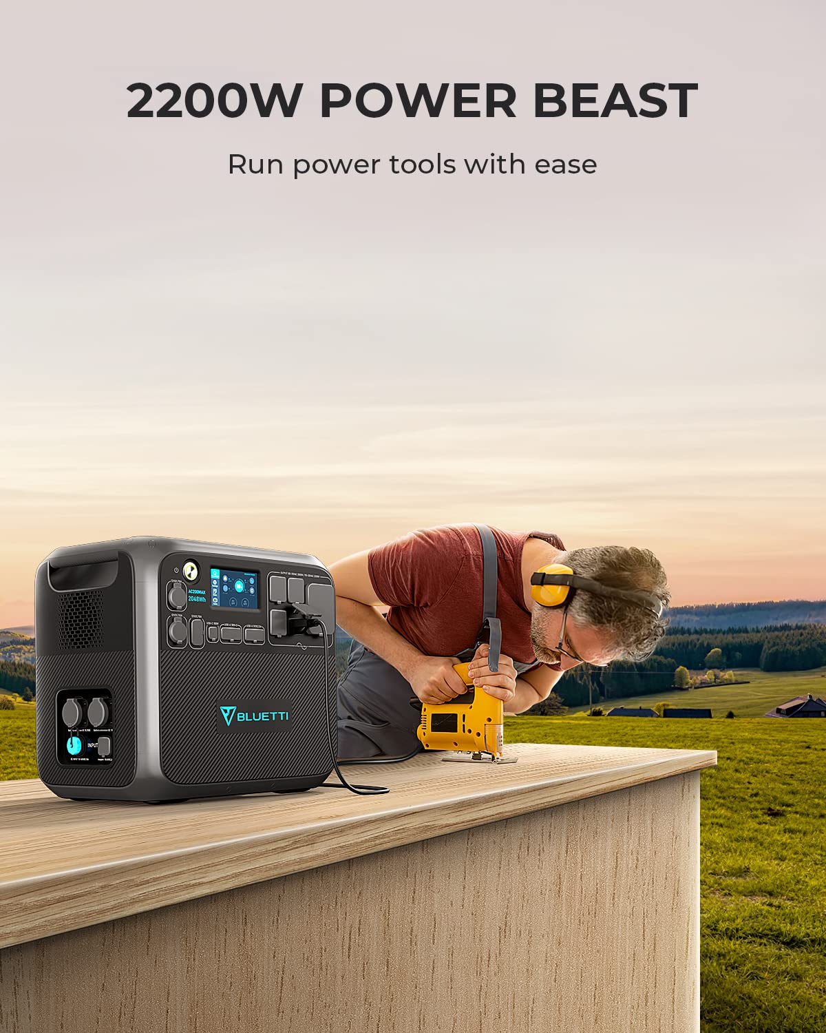 BLUETTI Portable Power Station AC200MAX, 2048Wh Solar Generator Expandable to 8192Wh, 5 2200W AC Outlets, LiFePO4 Battery for Camping, Emergency