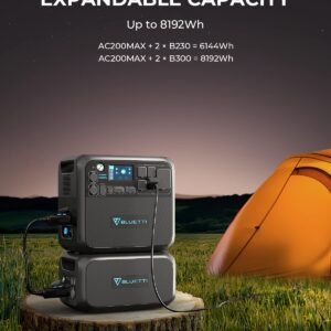 BLUETTI Portable Power Station AC200MAX, 2048Wh Solar Generator Expandable to 8192Wh, 5 2200W AC Outlets, LiFePO4 Battery for Camping, Emergency