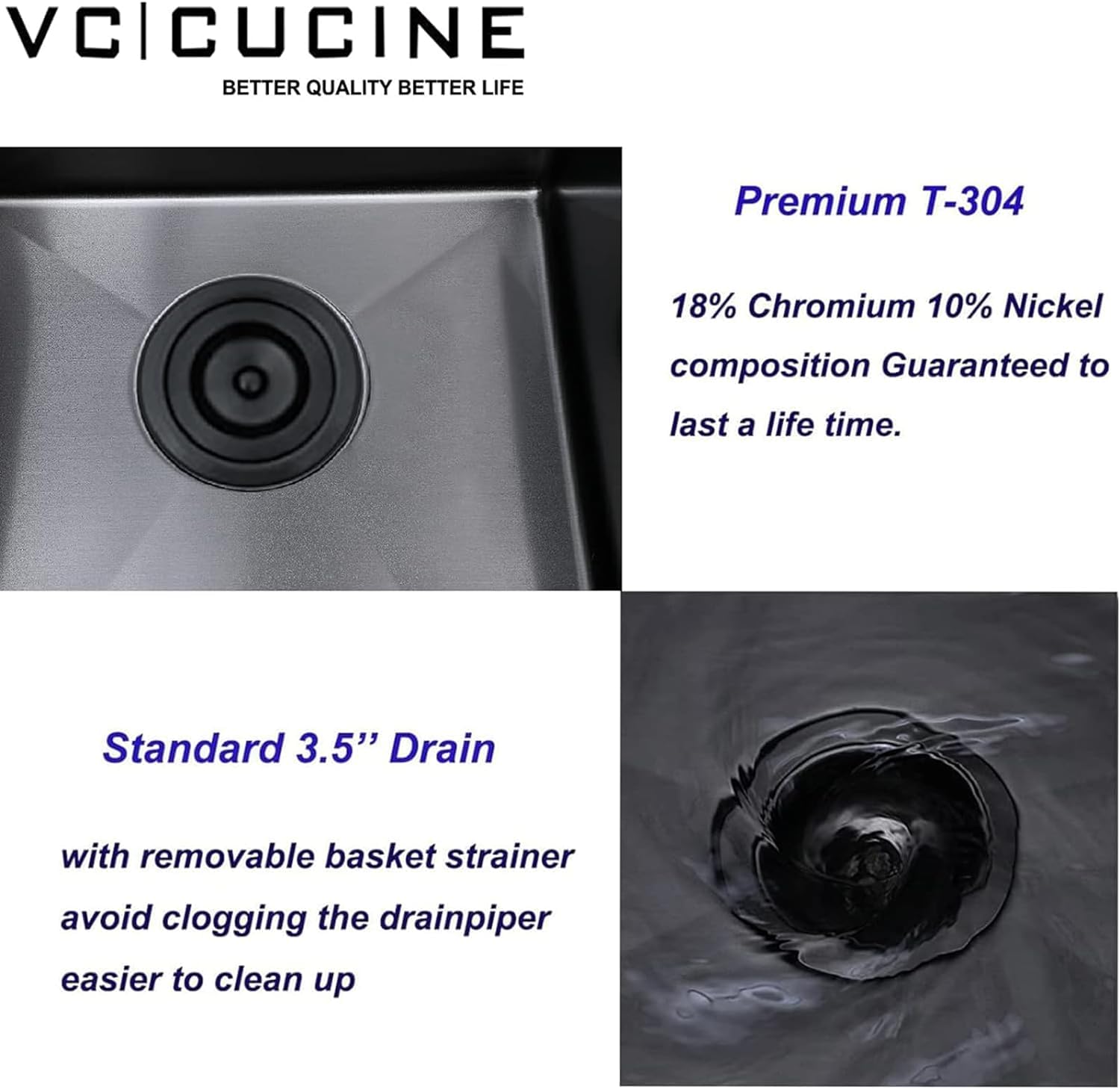 VCCUCINE Black Undermount Bar Sink, 10 x 18 Inch RV Small Kitchen Sink, Handmade Stainless Steel Wet Bar Sink, Outdoor Single Bowl Prep Sink with Dish Grid & Drain