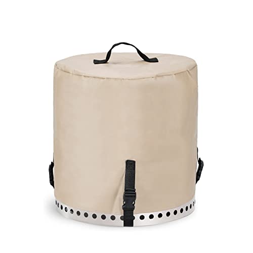 Stanbroil Fire Pit Cover Round - Outdoor Protective Shelter for Solo Stove Ranger, Round Patio Fireplace Waterproof Covers with Straps and Handle, Beige