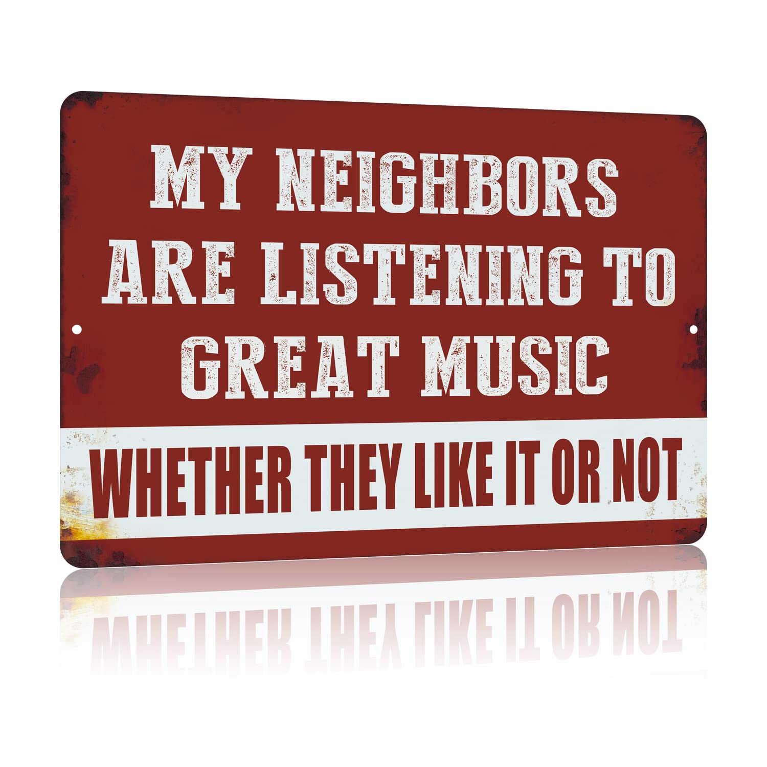 Yniaun Decor Vintage Man Cave Decor Funny Sarcasm Music Metal Tin Signs Garage Bar Patio Wall Decorations Gifts for Men 12 X 8 Inches Outdoor & Indoor - My Neighbors Are Listening to Great Music