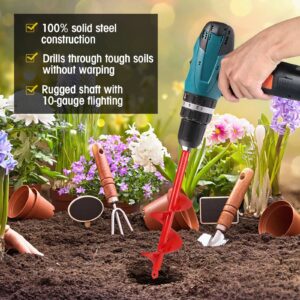 Royars Upgrade 3pcs Auger Drill Bit for Planting Garden Bulb Planter Tool Post Hole Digger Bulb Planter Tool 1.6"x9" 2"x15" and 2.8"x12" for Sand/Wet/Dry Soil