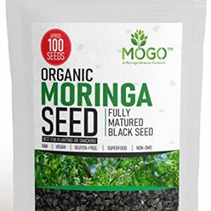 100+ Organic Moringa Seeds| Best for Planting & Gardening| High Yield Fully Matured Black Seeds|Semillas De Moringa| Antioxidant Rich Superfood - Mogo