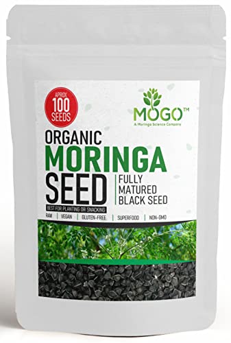 100+ Organic Moringa Seeds| Best for Planting & Gardening| High Yield Fully Matured Black Seeds|Semillas De Moringa| Antioxidant Rich Superfood - Mogo