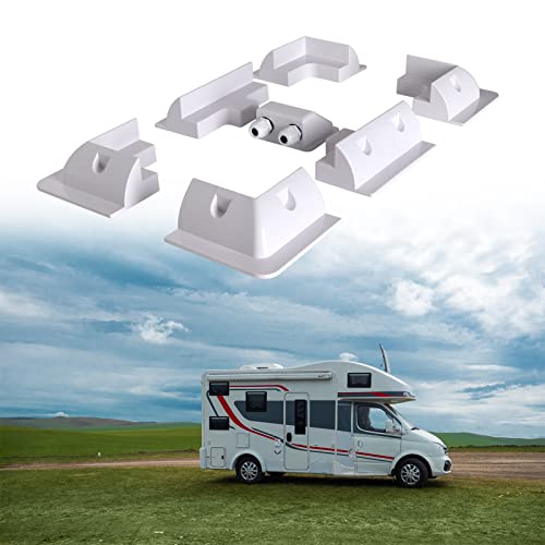 7 Pieces Solar Panel Brackets ABS Solar Panel Mounting Brackets, Drill-Free Corner Bracket Kit for Roofs of RV, Caravans, Vehicles, Camper Vans, Sheds, Garages, Boats (White)