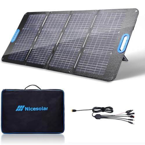 Nicesolar 100W Bifacial Portable Solar Panel 100 Watt Foldable Solar Charger for Power Station Solar Generator, with USB A&C PD 65W for Laptop Smartphone Tablet Power Bank Camping RV Outdoor