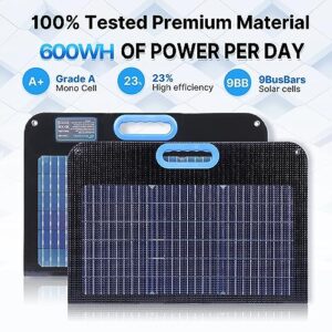 Nicesolar 100W Bifacial Portable Solar Panel 100 Watt Foldable Solar Charger for Power Station Solar Generator, with USB A&C PD 65W for Laptop Smartphone Tablet Power Bank Camping RV Outdoor