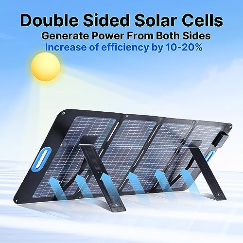 Nicesolar 100W Bifacial Portable Solar Panel 100 Watt Foldable Solar Charger for Power Station Solar Generator, with USB A&C PD 65W for Laptop Smartphone Tablet Power Bank Camping RV Outdoor