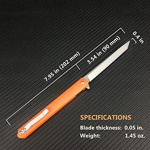 HUAAO 7.95’’ Slim Pocket Knife, CEO Knife Gentleman Knife with Clip, Liner Lock, Flipper Knife Slim Folding Knife for EDC Camping Fishing Hiking