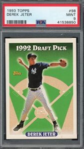 derek jeter 1993 topps baseball rookie card rc #98 graded psa 9