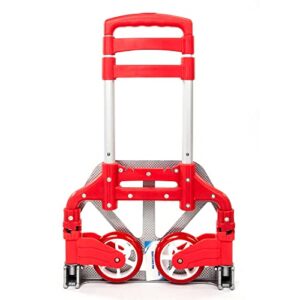 portable aluminium cart folding dolly push truck hand collapsible trolley luggage (red)