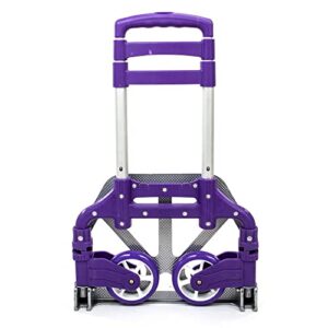portable aluminium cart folding dolly push truck hand collapsible trolley luggage (purple)