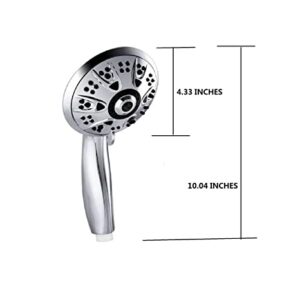 Klabb shower set K-9 High Pressure 4.3 inches Chrome Face Handheld Shower with Hose with 5 function.impluse+trickle+massage+spray+rainfall