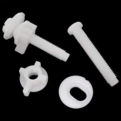 JianLing 2Sets Toilet Seat Screws, Toilet Seat Replacement, Plastic Toilet Seat Hinge Bolt Screws with 28mm Gasket Bolts for Fixing the Top Toilet Seat Hinges