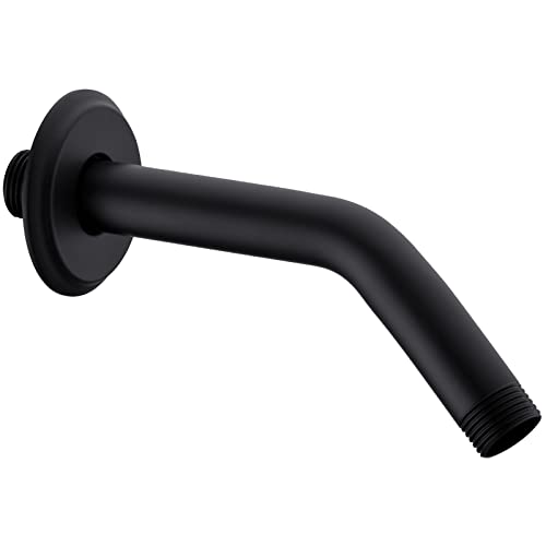 Anpean 6 Inch Shower Arm with Flange, Wall Mounted Rain Shower Head Extension Arm, Matte Black